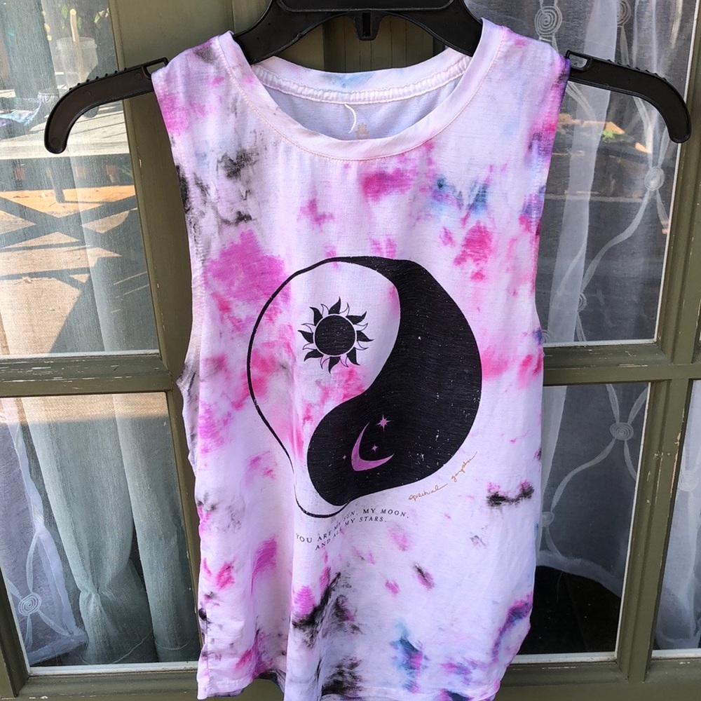 Tie dye SPIRITUAL GANGSTER print workout top/shirt